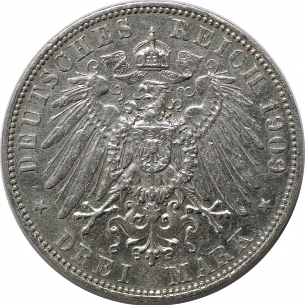 3 Mark 1909 revers