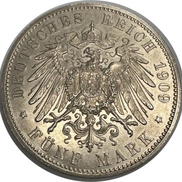 5 Mark 1909 revers